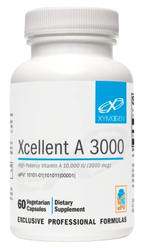 XYMOGEN Xcellent A 3000-10,000 IU High-Potency Vitamin A Supplement (Retinyl Palmitate) - Supports Healthy Immune Function, Healthy Skin + Mucous Membranes (60 Capsules)