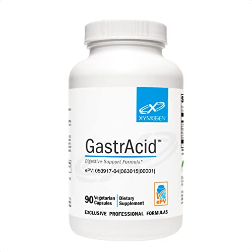 XYMOGEN GastrAcid - Betaine HCl with Pepsin, L-Glutamic Acid + Gentian Root Digestive Bitters to Support Digestion, Nutrient Absorption + Healthy Gastric pH - Gut Health Supplement (90 Capsules)