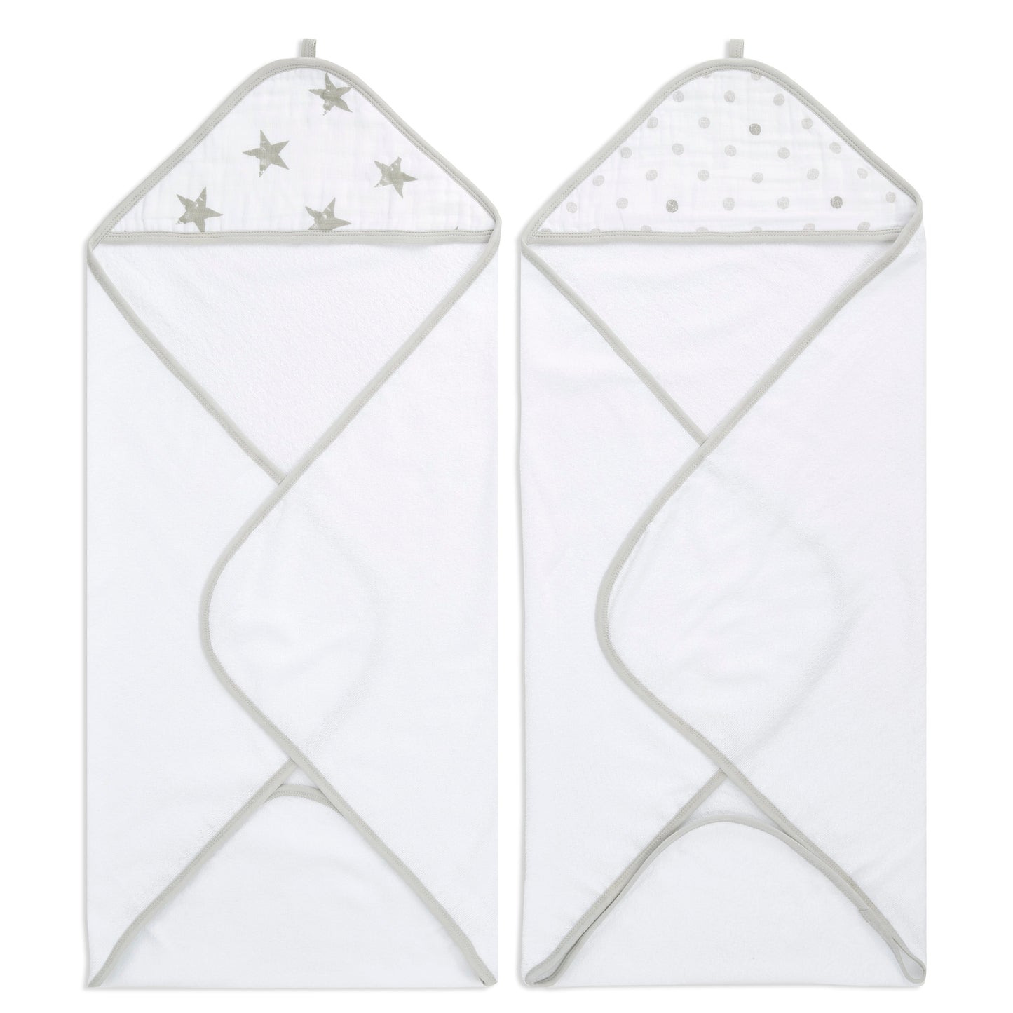 aden + anais Essential Cotton Muslin Hooded 2 pack Towels Dusty Grey