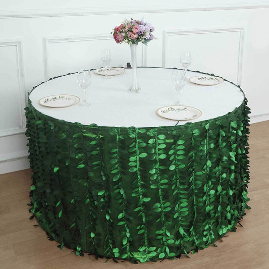21ft Green 3D Leaf Petal Taffeta Fabric Table Skirt