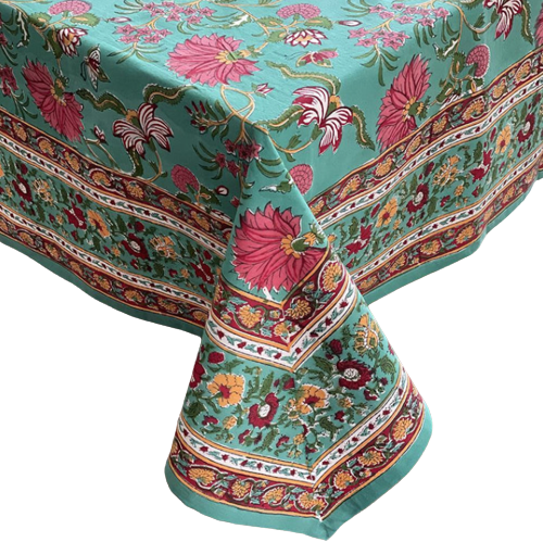 Aqua Multi Floral Tablecloth