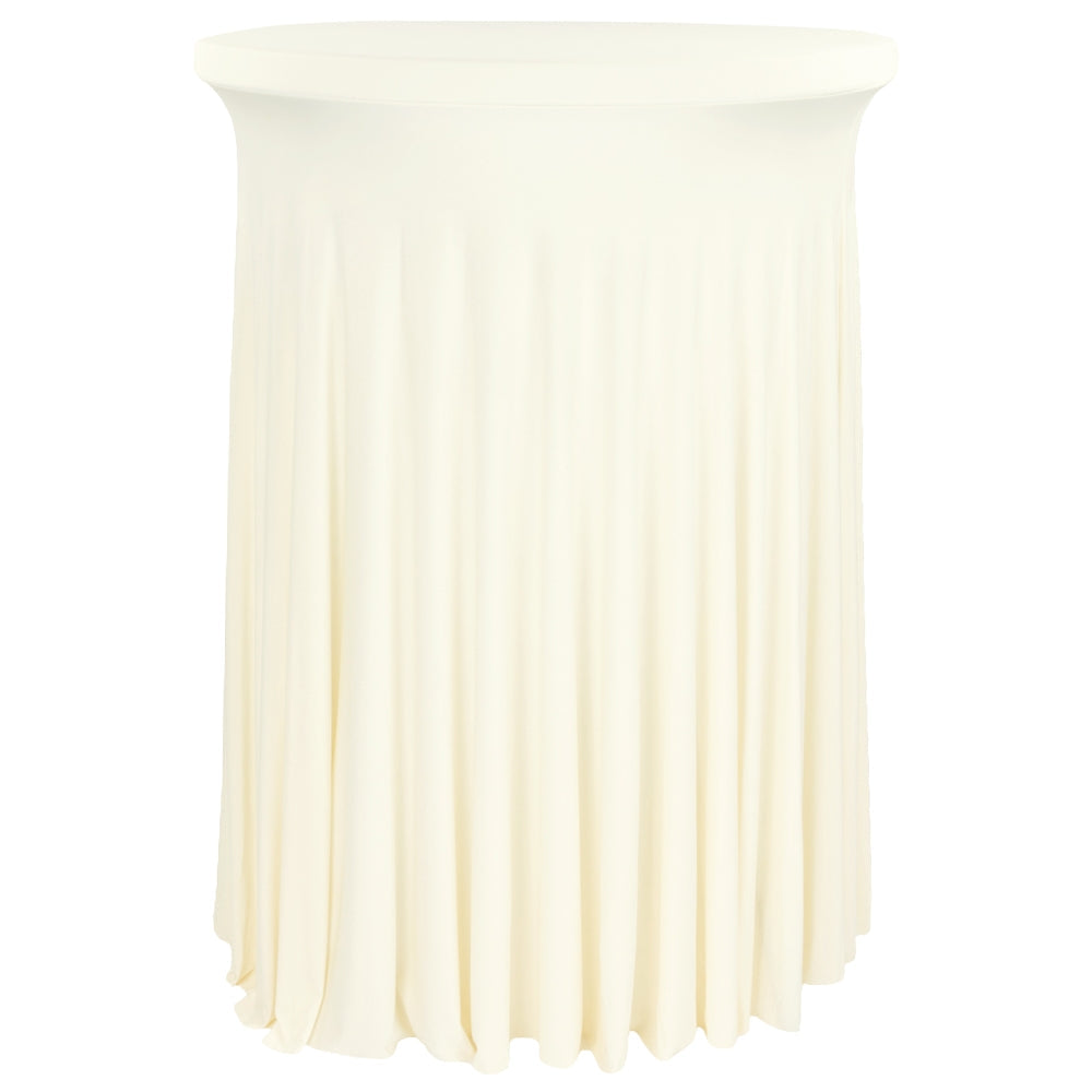 Wavy Spandex Cocktail Table Cover 30"-32" Round - Ivory