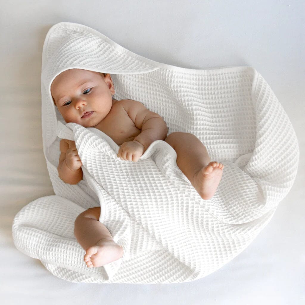 Bamboo Hooded Baby Waffle Towel Towels Ettitude Cloud White