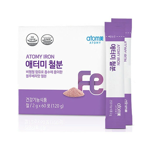 Atomy Iron Powder Blueberry Flavor Supplement Fast Absorption 60 Sticks NEW