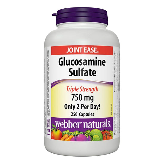 Webber Naturals Joint Ease Glucosamine Sulfate Triple Strength 250 Caps NEW