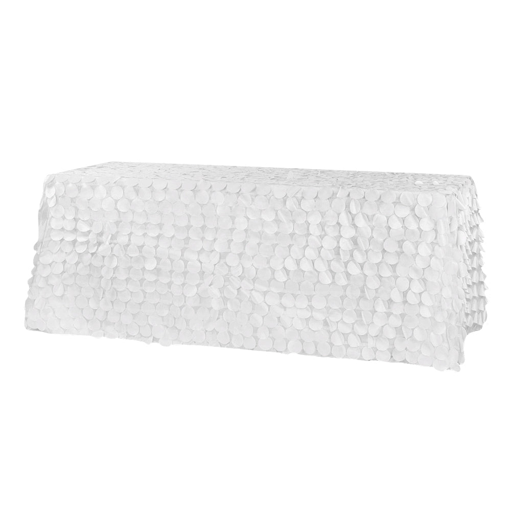 90"x156" Petal Circle Taffeta Rectangular Tablecloth - White