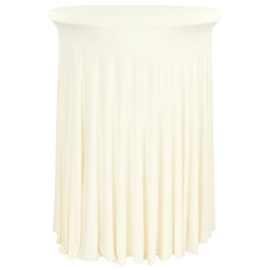 Wavy Spandex Cocktail Table Cover 30"-32" Round - Ivory