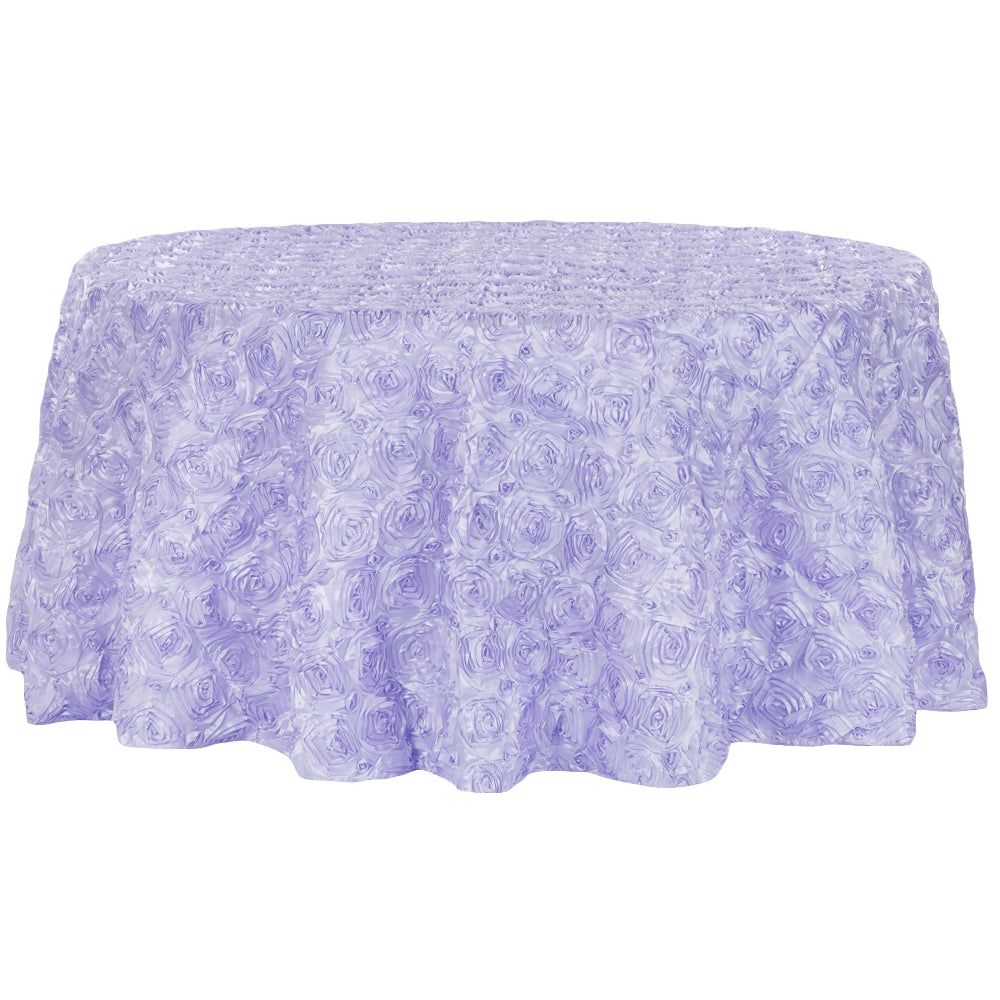 Wedding Rosette Satin 120" Round Tablecloth - Lavender