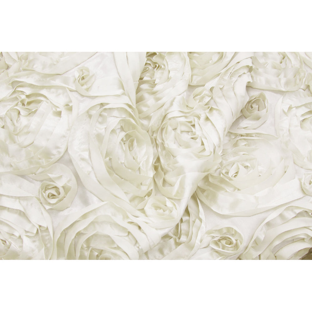Wedding Rosette Satin 90"x132" rectangular Tablecloth - Ivory