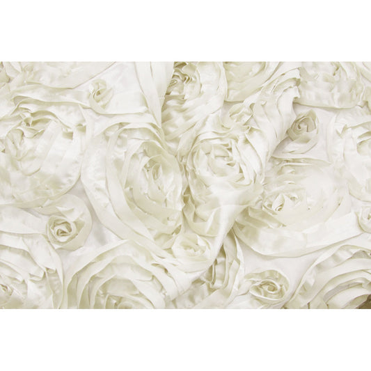 Wedding Rosette Satin 90"x132" rectangular Tablecloth - Ivory