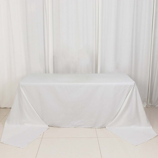 White Rectangle 100% Cotton Linen Seamless Tablecloth 90"x156"