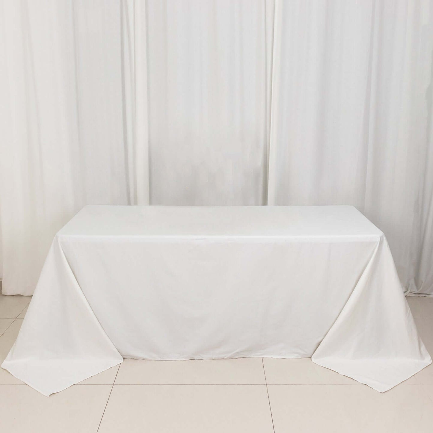 White Rectangle 100% Cotton Linen Seamless Tablecloth 90"x132"