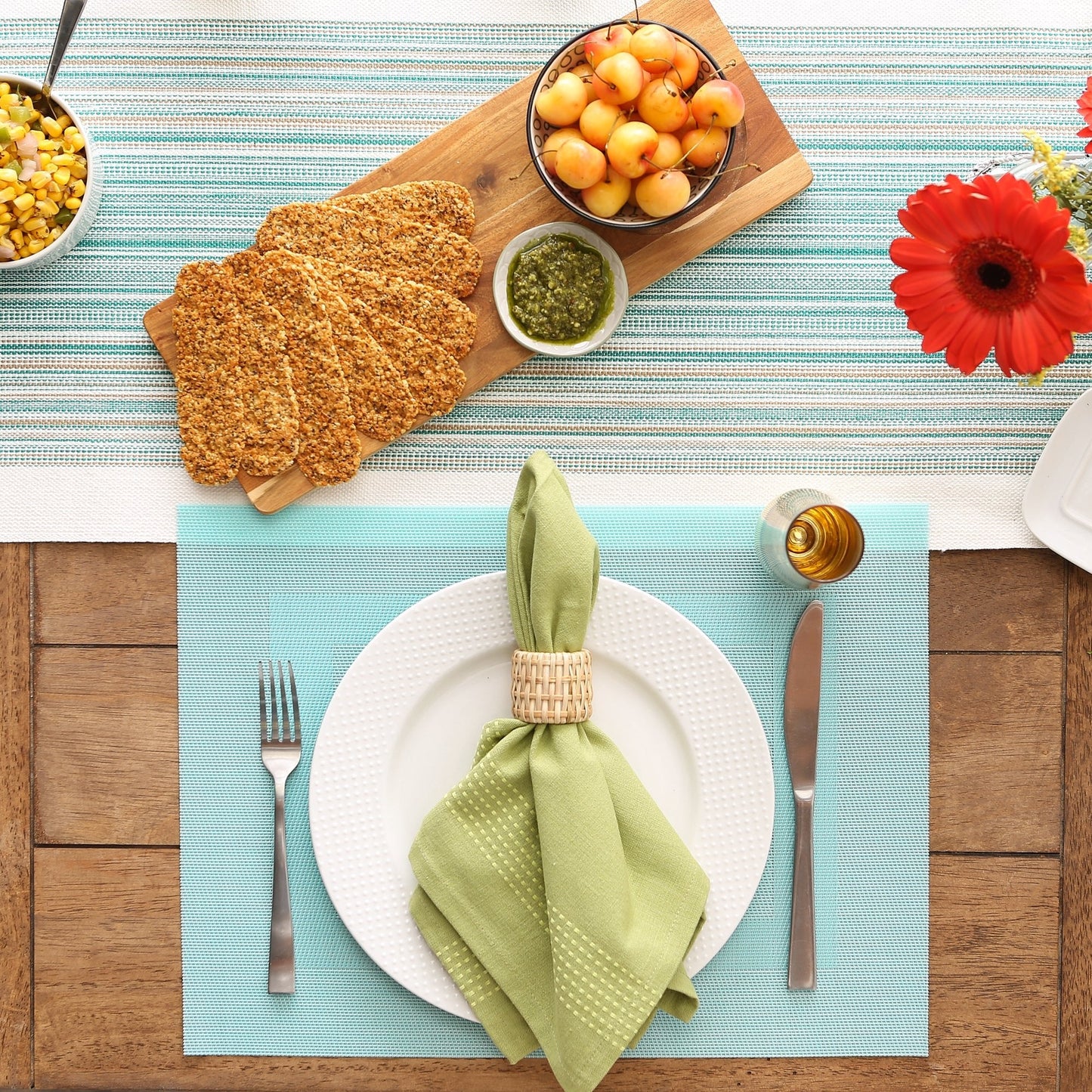 Aqua Doubleframe Placemats, Set of 6
