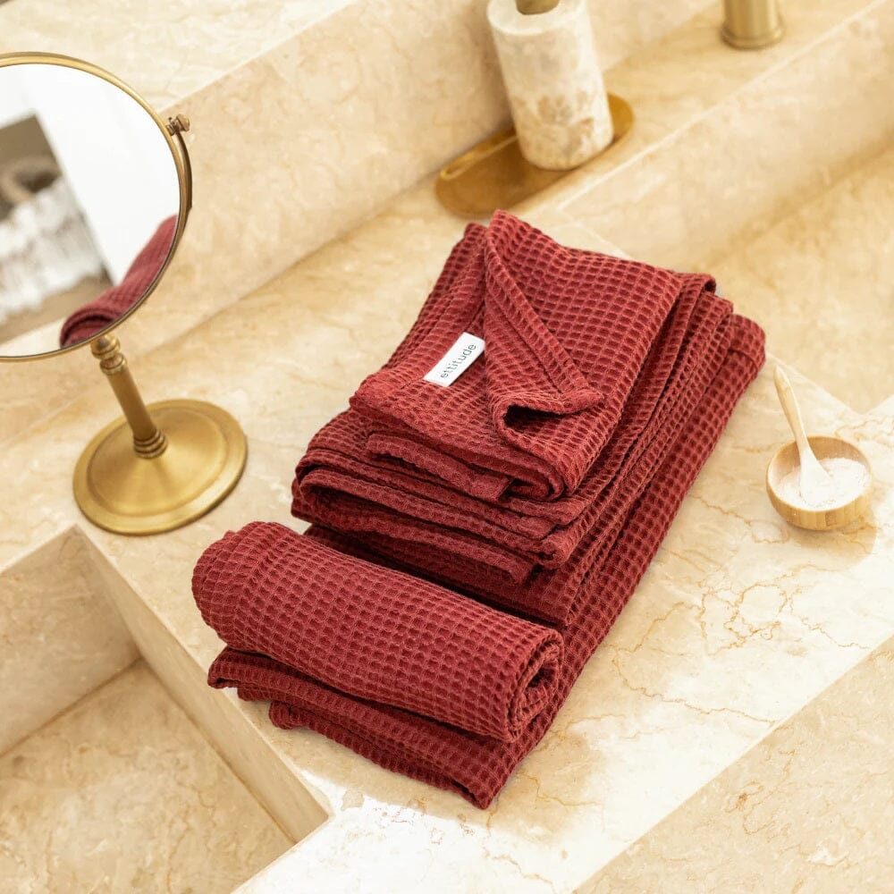 Bamboo Waffle Towel Sets Towels Ettitude Sumac Face Washer Set