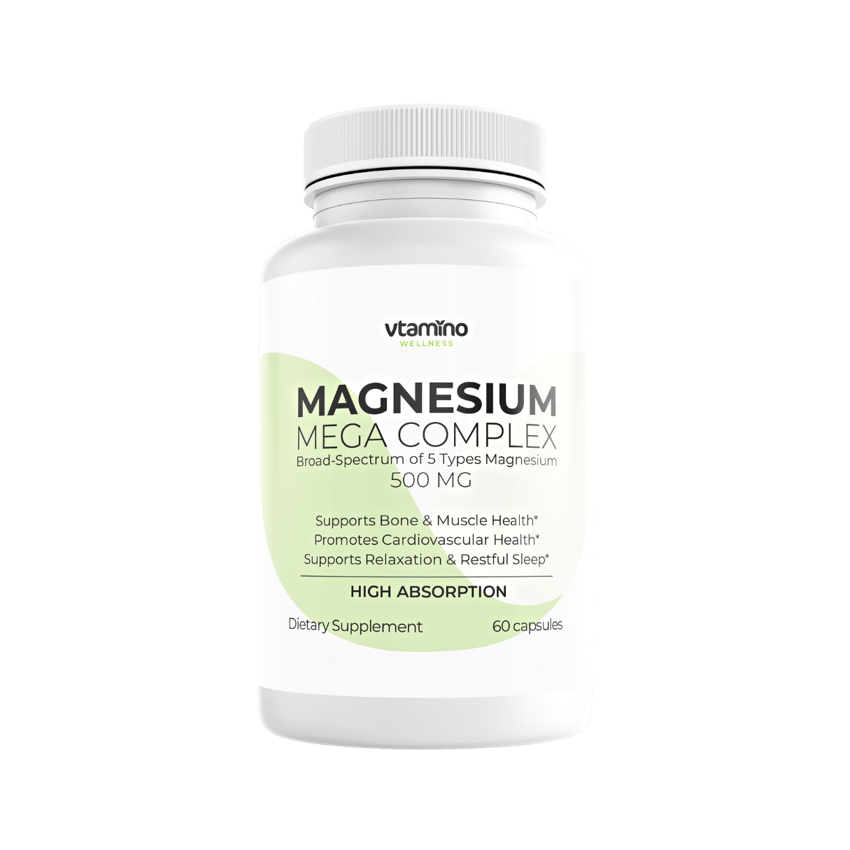 vtamino Magnesium Mega Complex High Absorption 500mg- Promotes Relaxation & Supports Muscles (30 Days Supply)