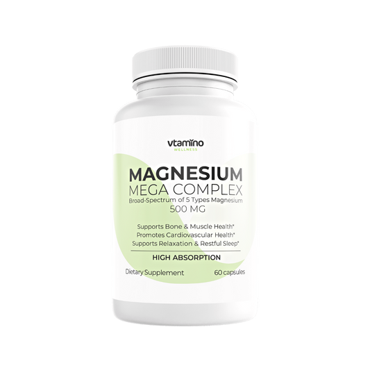 vtamino Magnesium Mega Complex High Absorption 500mg- Promotes Relaxation & Supports Muscles (30 Days Supply)
