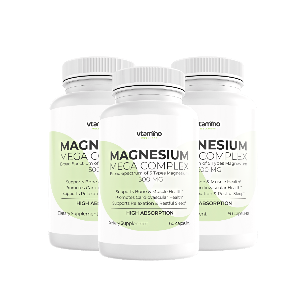 vtamino Magnesium Mega Complex High Absorption 500mg- Promotes Relaxation & Supports Muscles (30 Days Supply)